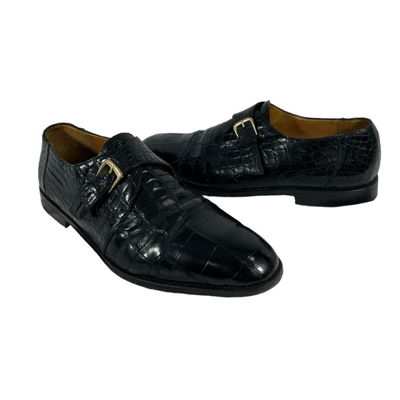 Genuine men SAKS FIFTH AVENUE alligator monk strap shoes 12 M - Picture 1 of 10